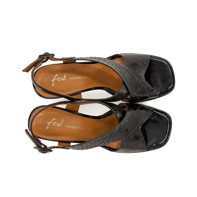 FED One Strap Sandals 8.5cm Women's Black-7