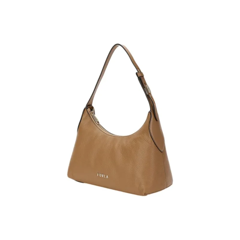 Furla Danae Cow Leather HOBO Shoulder Bag, Handbag, Shoulder Bag Trumpets Women's Caramel-1