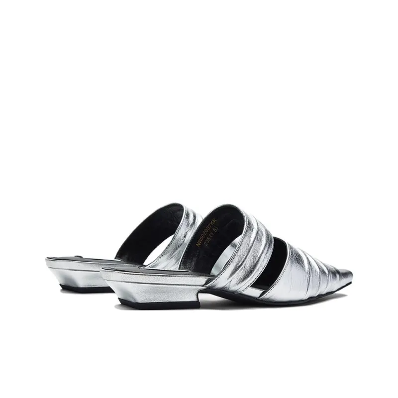 NINE WEST Closed Toe Slippers Women's Silver-3