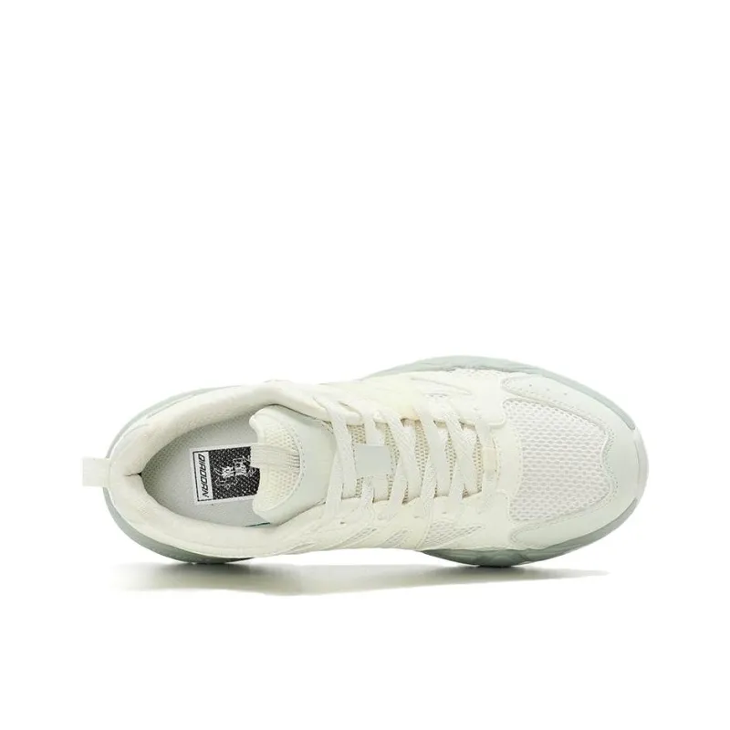 QIAODAN Dry Breathable And Slip Resistant Low Top Chunky Sneakers Women's White-1