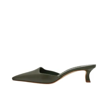 MANOLO BLAHNIK Slip Resistant Closed Toe Slippers 5cm Women's Dark Green