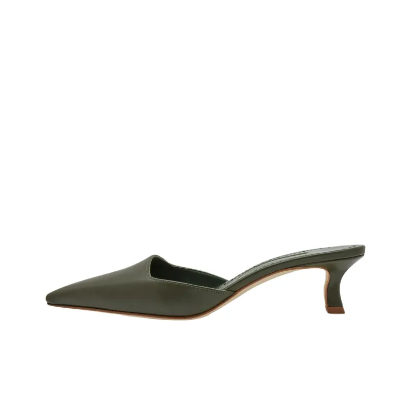 MANOLO BLAHNIK Slip Resistant Closed Toe Slippers 5cm Women's Dark Green-0