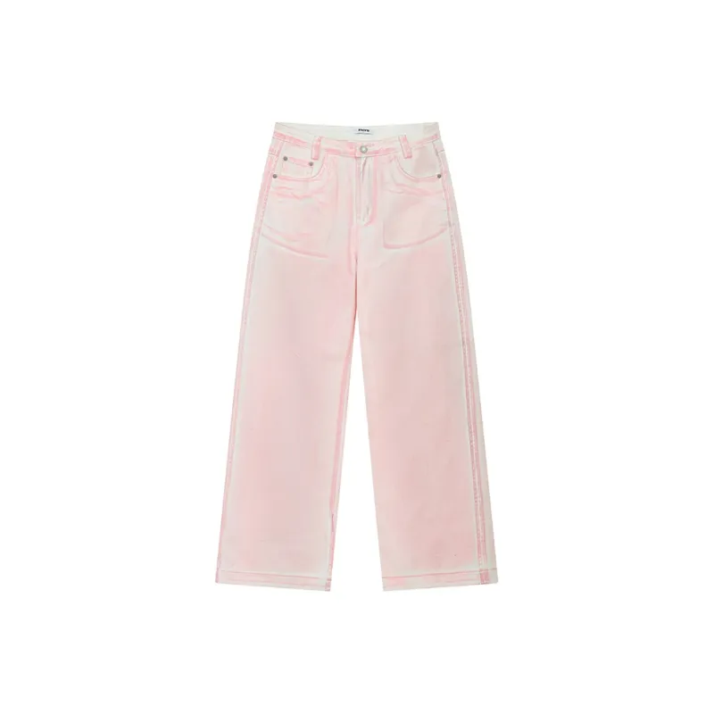 WULISHAONIAN Jeans Unisex Light Pink-0