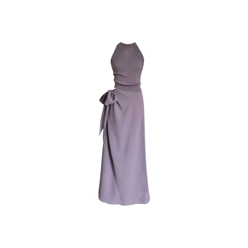 AFGGD Sleeveless Dresses Women's Purple Blue Clothing Sets-0