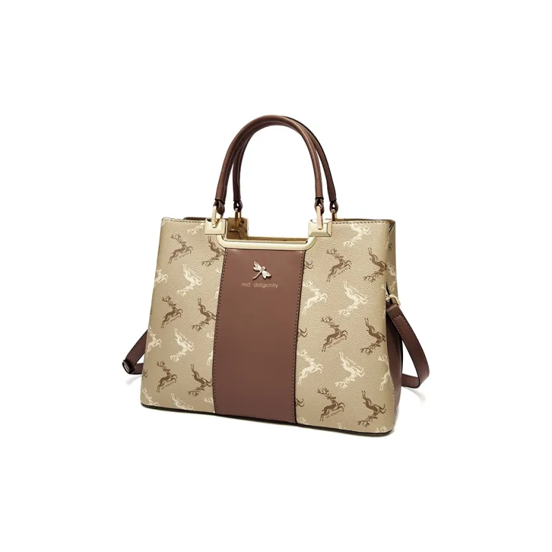 RED DRAGONFLY PVC Handbag Regular Unisex Coffee/Khaki-30