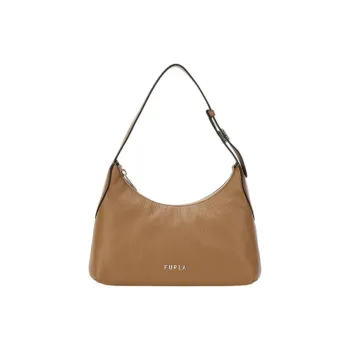 Furla Danae Cow Leather HOBO Shoulder Bag, Handbag, Shoulder Bag Trumpets Women's Caramel