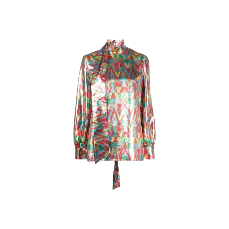 Valentino Logo Detailed Bowed Neck Blouse-0