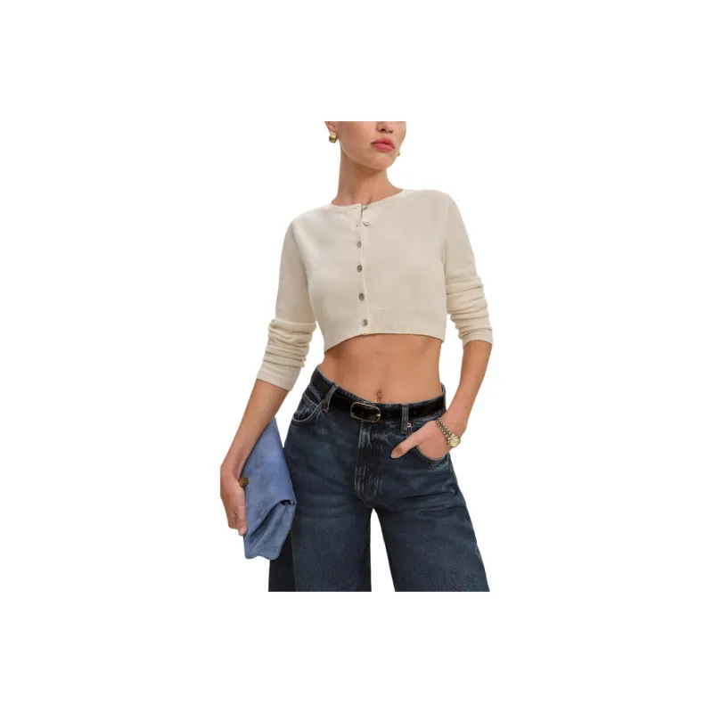 REFORMATION Janie Cashmere Crew Cardigan Knitwear Women's-0