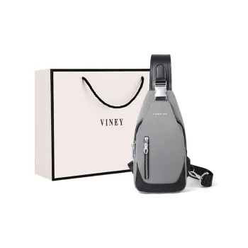 VINEY Oxford Sling Bag Regular Men's Gray