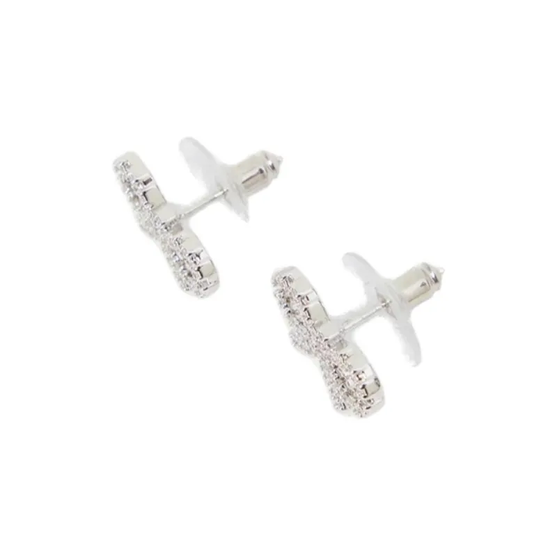 Self portrait Brass, Stainless Steel, Zircon Earrings Women's Silver-1
