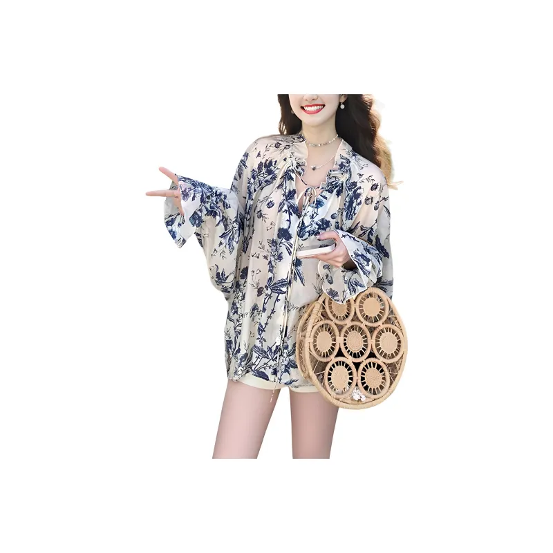 Wbwq Shirts Women's Blue And White Porcelain-0