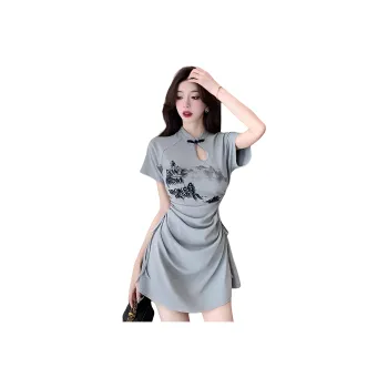 OYANXI Short Sleeved Dress Women's