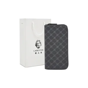 Old Man's Head Synthetic Leather Wallet Men's Dark Brown