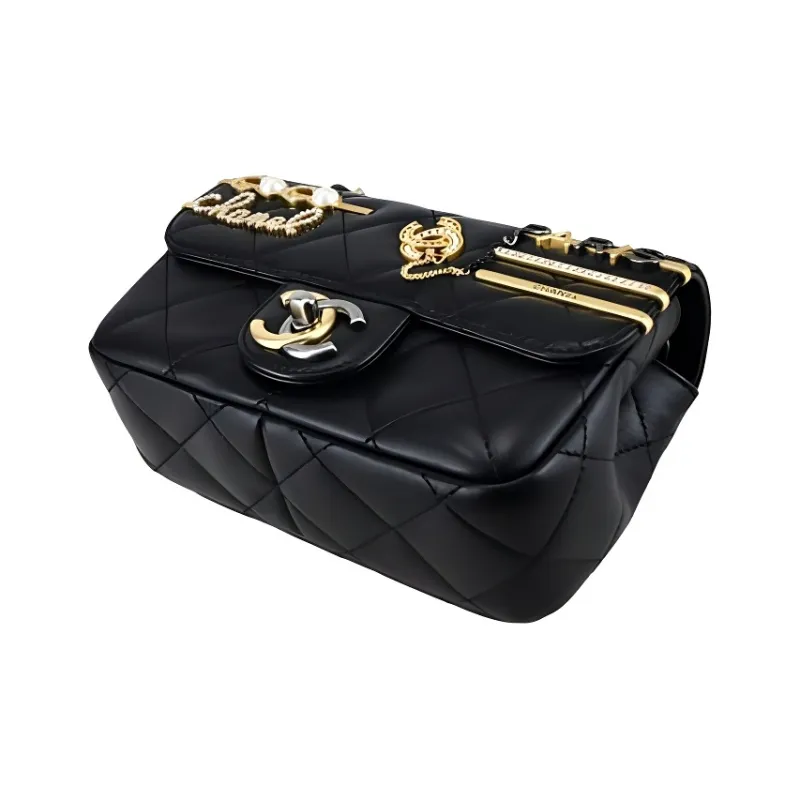 CHANEL Sheepskin WOC Wallet On Chain Cell Phone Pouch Crossbody Bag Women's Black-1
