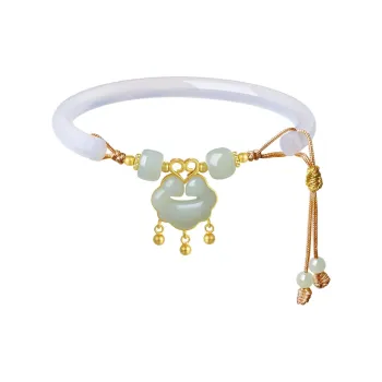 Fu Ru Ji Bangles Pale Greenish White Jade Women's