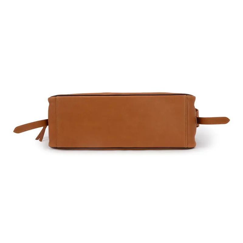 Clos Fog Wax Vegetable Tanned Top Grain Cow Leather Boston Bag, Shoulder Bag Medium Size Women's Apricot/Green-3