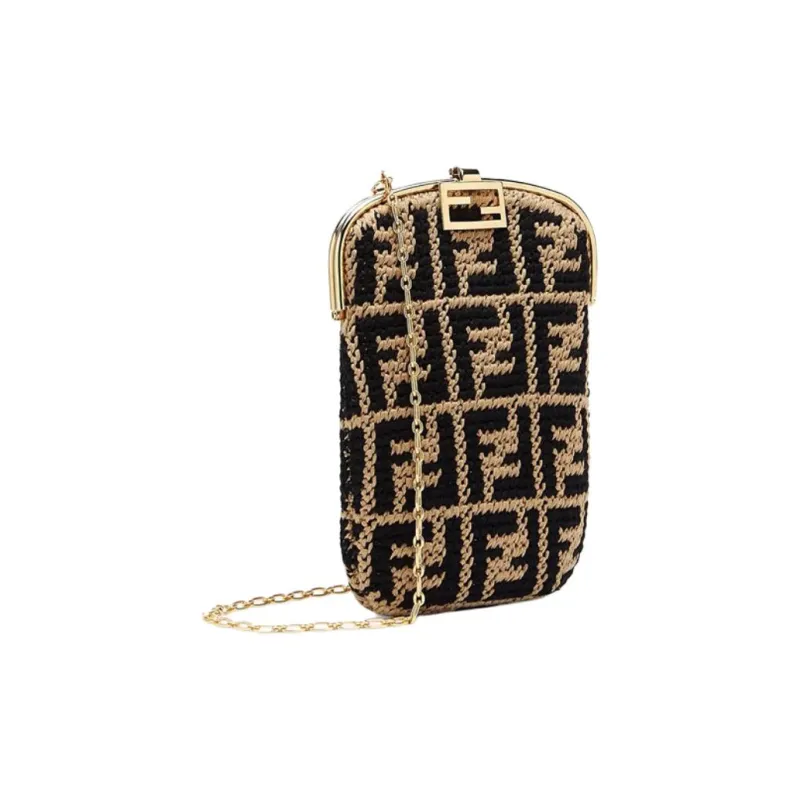FENDI Baguette Sheepskin Baguette Bag Crossbody Bag Mini Women's Black/Brown-1