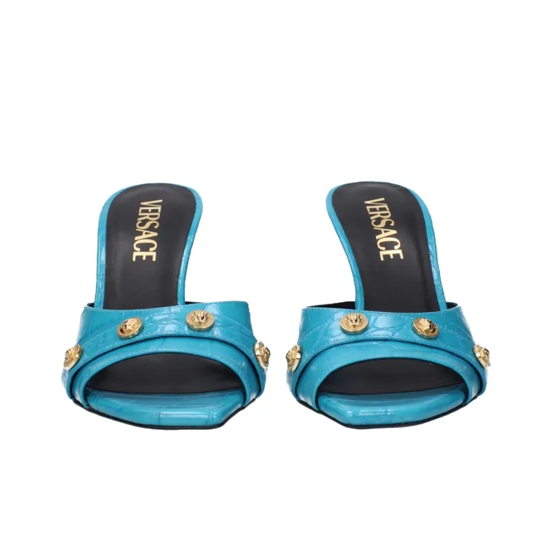 VERSACE Slide Slippers 9cm Women's Sky Blue-4