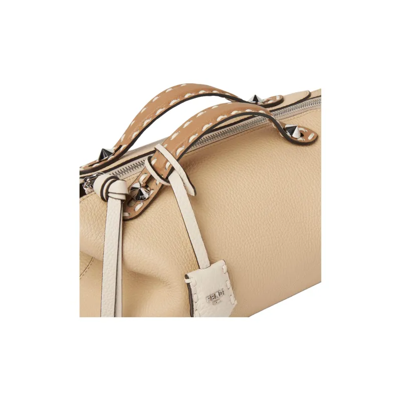 FENDI By The Way Series Leather Handbag Medium Size Women's Beige-6