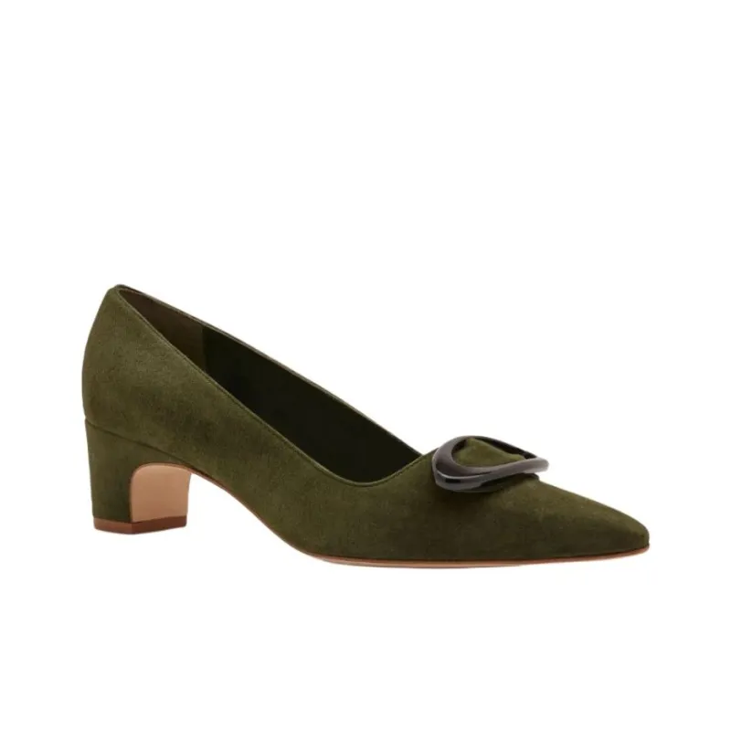 MANOLO BLAHNIK Feni Chunky Heel High Heels 5cm Women's Green-2