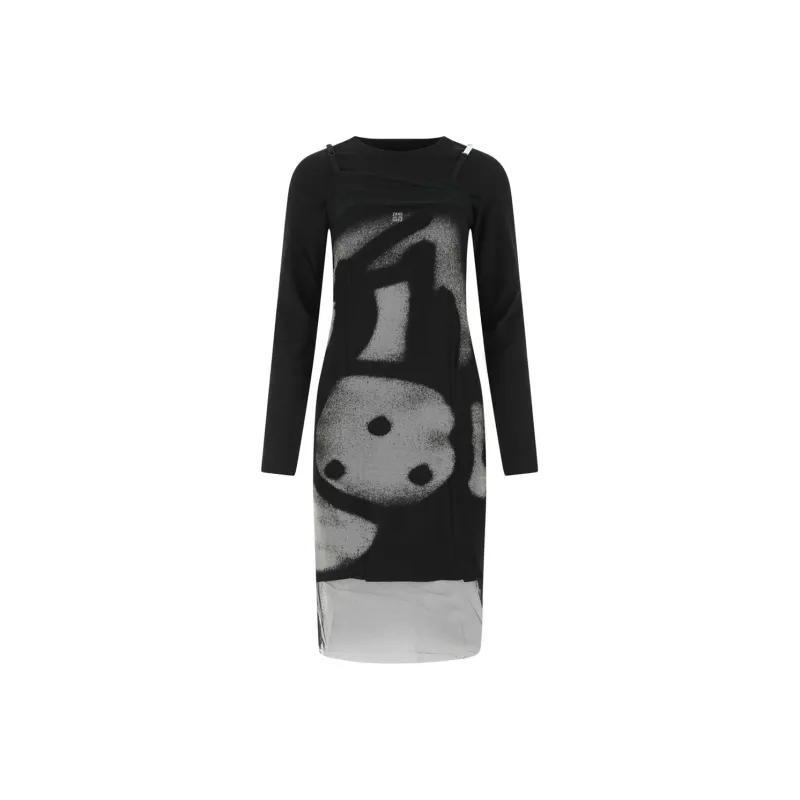Givenchy Graphic-print Long-sleeve Dress-0