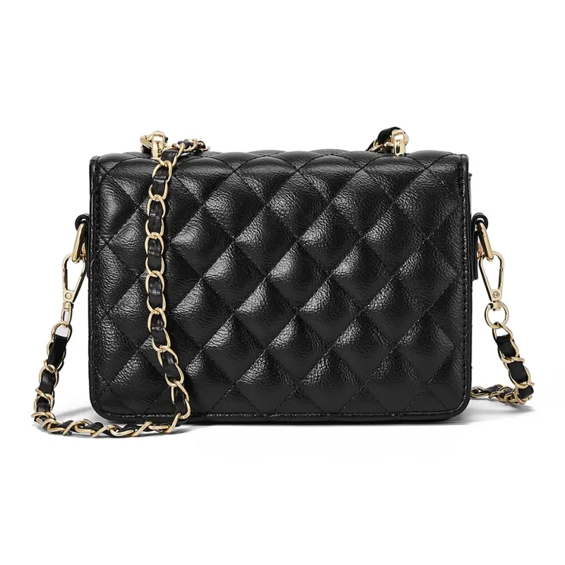 CORALDAISY Synthetic Leather Small Square Bag, Shoulder Bag, Crossbody Bag, Handbag Women's Hepburn Black-2