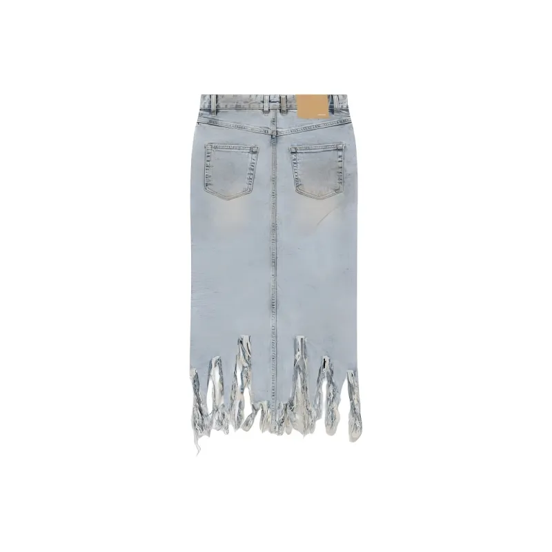 WE11DONE Fringed Denim Skirt-1