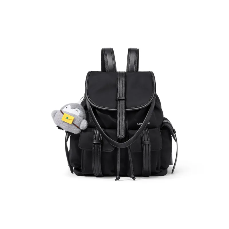 CinvaiKrose Fabric Short Trip Backpack Travel Bag Tubas Women's Ecru/Black-5
