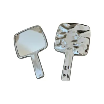 Future Maple Water Ripple Silver Handheld Makeup Mirror Princess Home Style On The Go Dormitory Controller