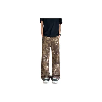 RAP PANDA Casual Pants Unisex Coffee Snakeskin Print