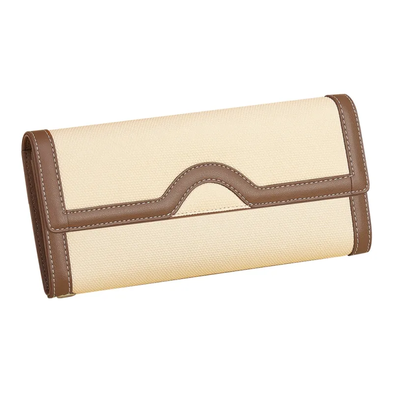 WilliamPOLO Fabric Wallet Women's White & Coffee-3