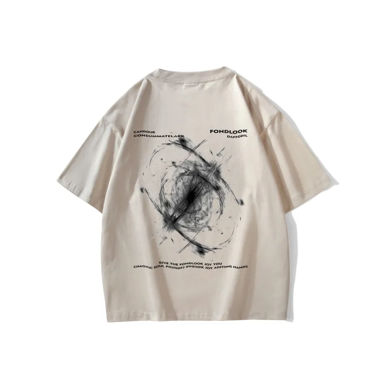 FONDLOOK T Shirts Unisex Light Beige Apricot-0