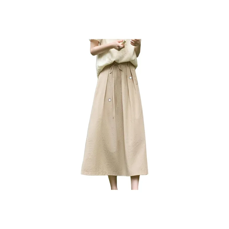 XWI Casual Long Skirts Women's Khaki-0