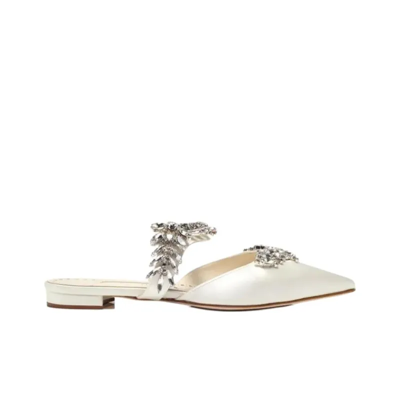 MANOLO BLAHNIK Slip Resistant Closed Toe Slippers Women's White-1