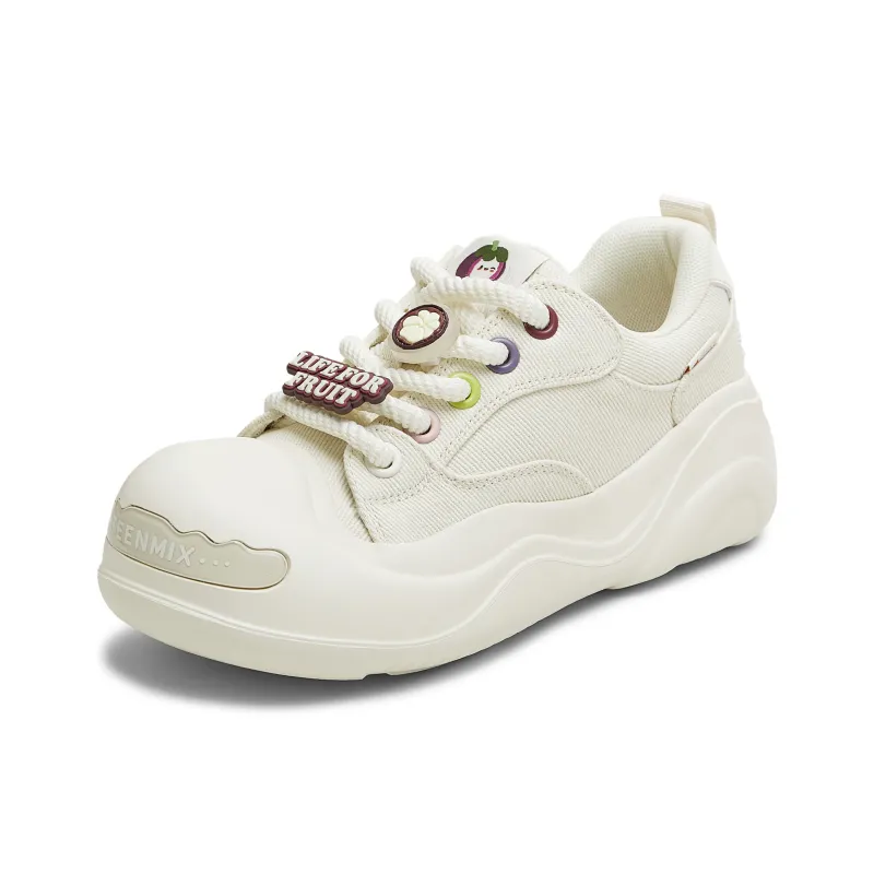 Teenmix Slip Resistant Cushioning Abrasion Resistant Breathable Low Top Skateboard Shoes Women's White-2