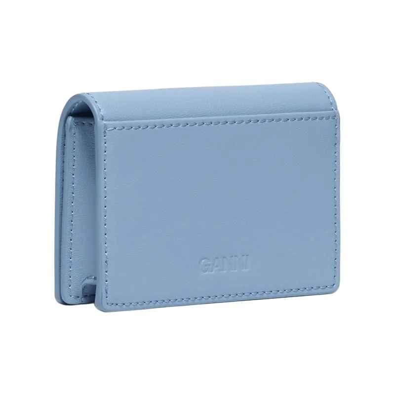 GANNI Recycled Leather Card Holder Women's Blue-1