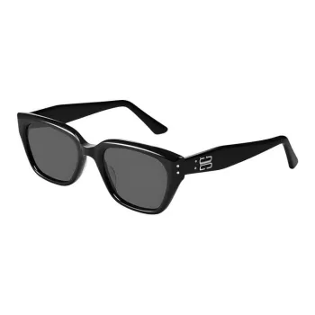 CAPONI Plate Frame Irregular Shape Sunglasses Unisex Black
