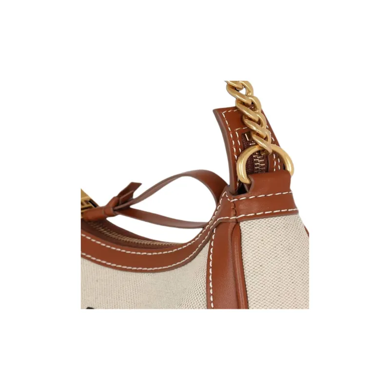 BALMAIN B ARMY Cotton With Linen Shoulder Bag Women's Light Umber-3