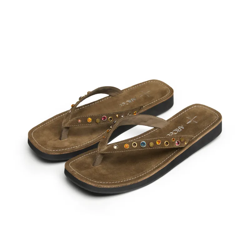 ARCCC Abrasion Resistant Slip Resistant Flip Flops Women's Dark Brown-1