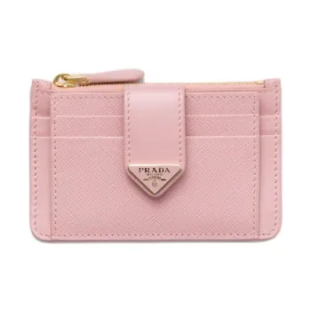 PRADA Calfskin Card Holder Women's Peach