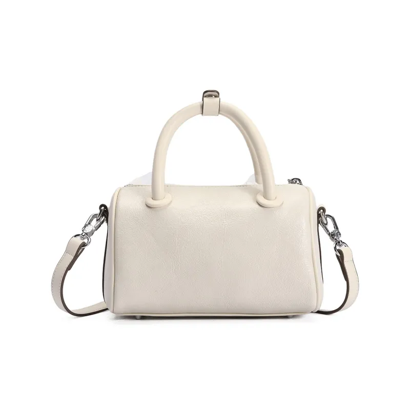 MISS GAIL Synthetic Leather Boston Bag, Shoulder Bag, Crossbody Bag, Handbag Women's Lace White-3