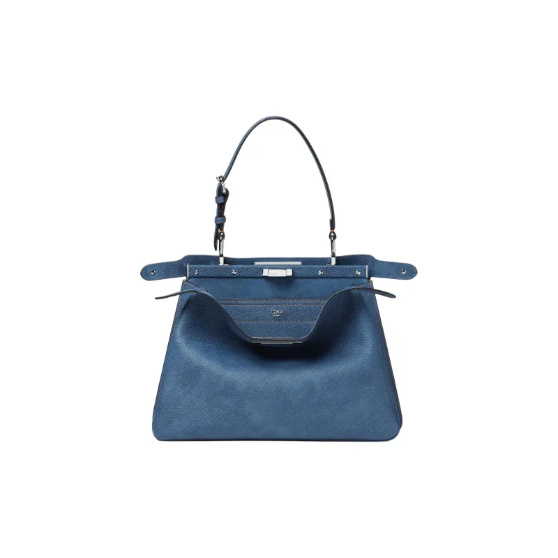 FENDI Peekaboo Leather Handbag Medium Size Women's Blue-1