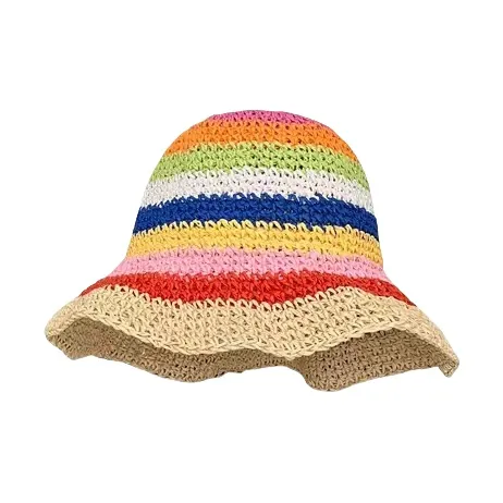 BOOLFEN Straw Woven Bucket Hats Women's-8