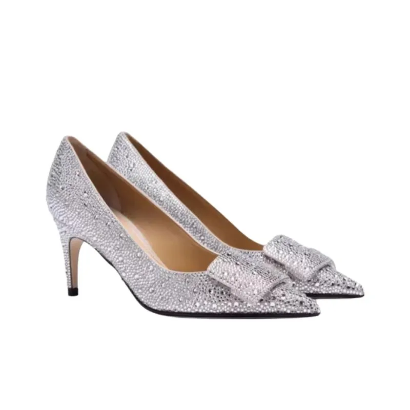 SERGIO ROSSI Sr1 Slim Heel High Heels 7.5cm Women's Silver-2