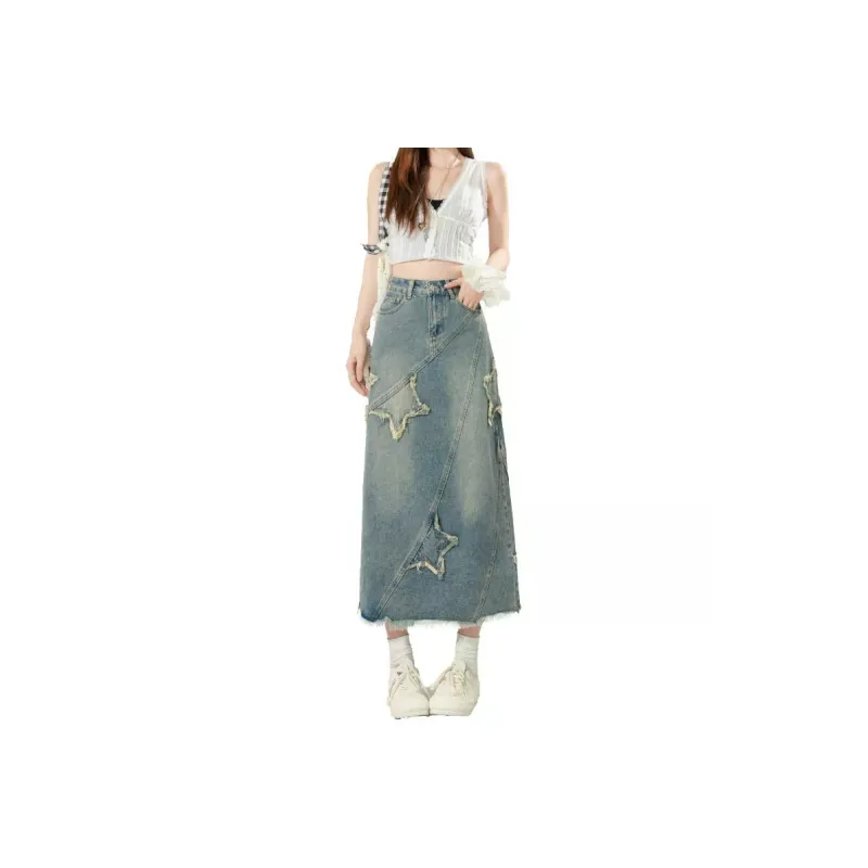 YINLEI Denim Long Skirt Women's-0