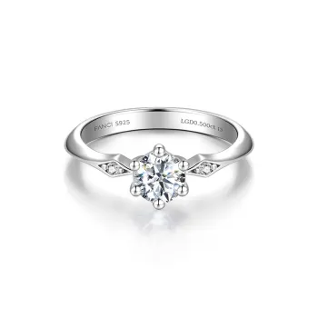 FANCI S925 Silver Inlay 0.1/0.3/0.5 Carat Lab Grown Diamond Rings Women's