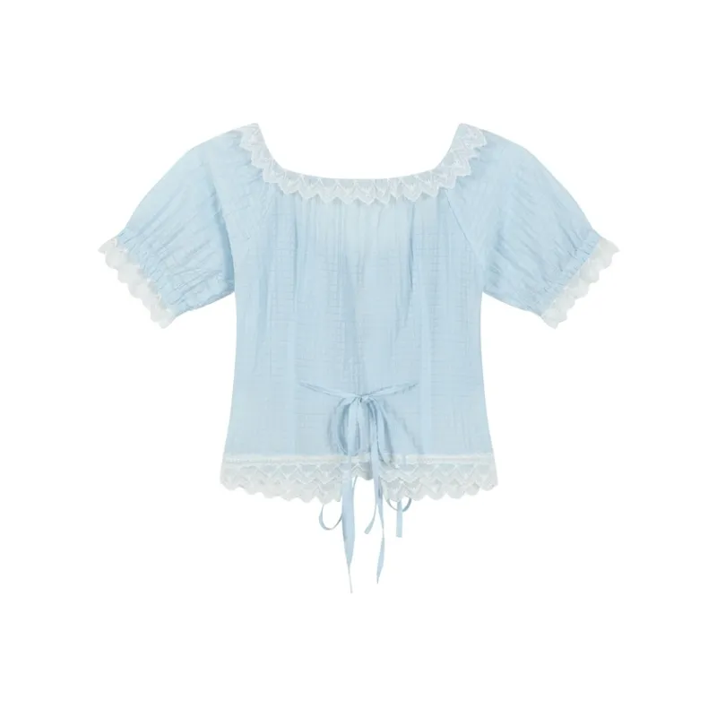 AooRaa Shirts Women's Blue-1