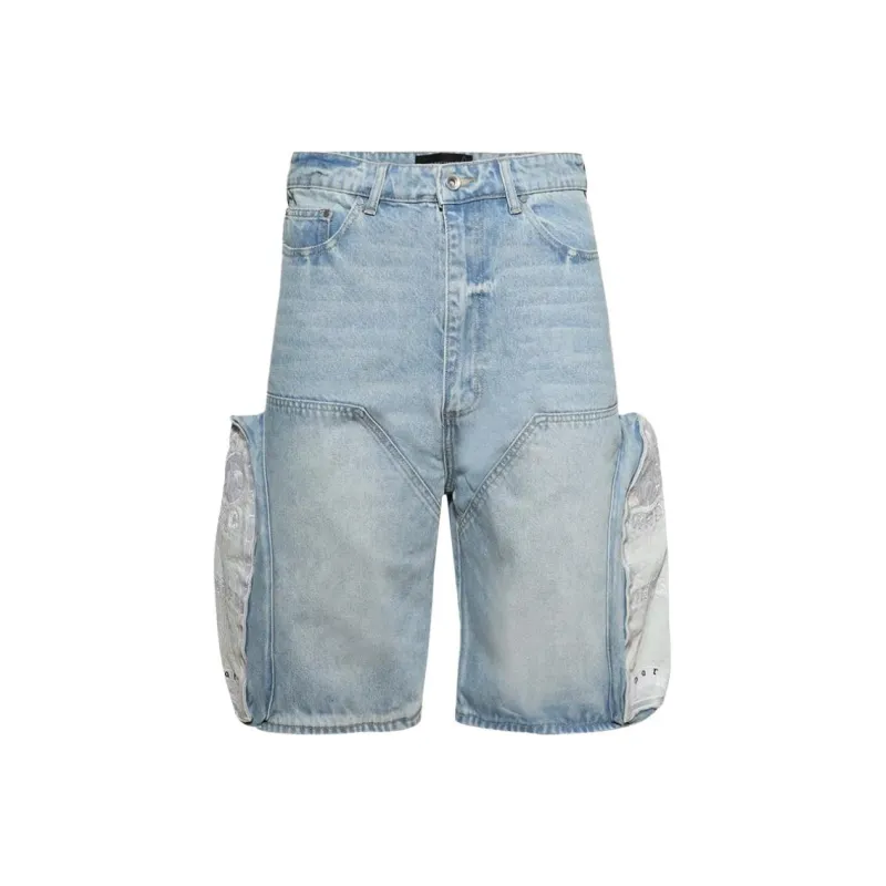 Who Decides War Patchwork Denim Shorts-0