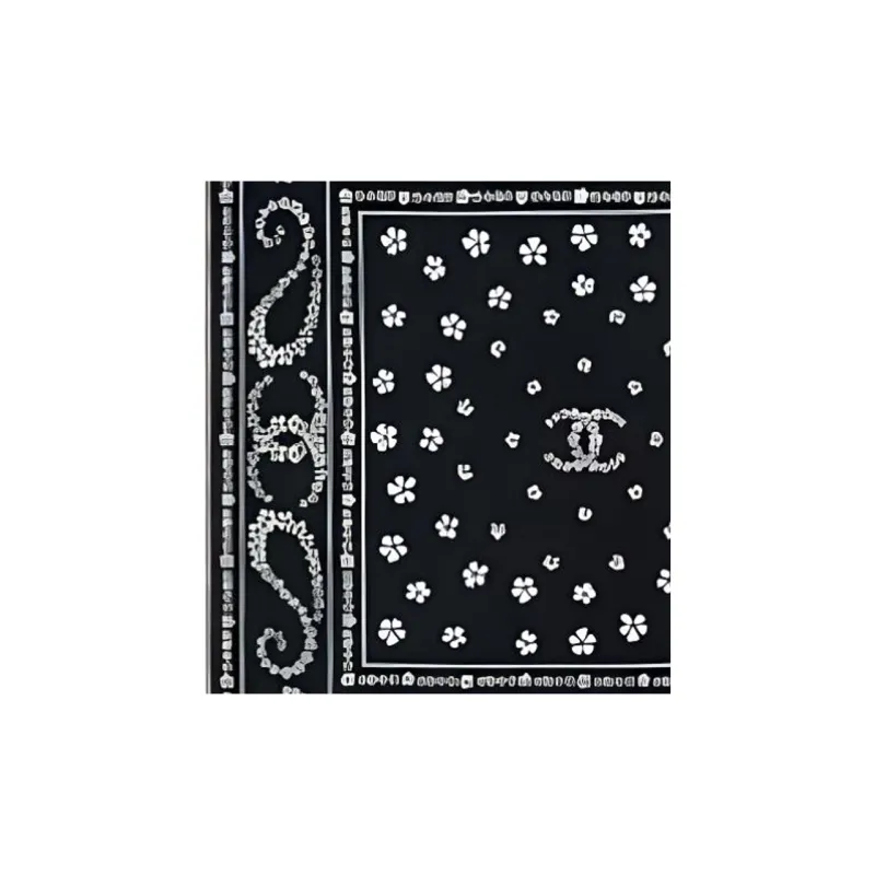 CHANEL Silk Scarves Women's Black-2