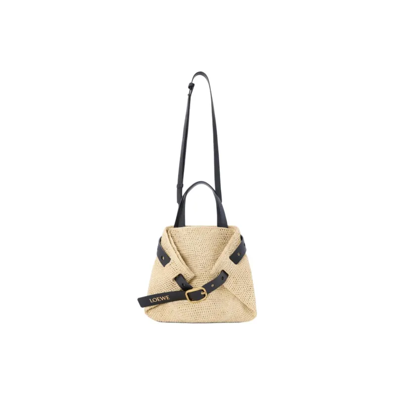 LOEWE Raffia Tote Bag, Shopping Bag, Shoulder Bag, Crossbody Bag, Handbag Mini Women's Beige & Black-1